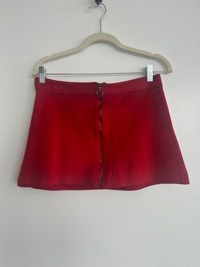 Zara Red Mini Skirt with Front Zip